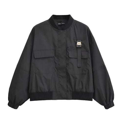 Damjacka Avslappnat Snitt med Fickor Andningsbart Material-1