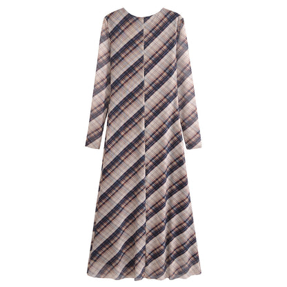 Dam Klänning A-Line Långärmad Polyester med Abstrakt Mönster-4
