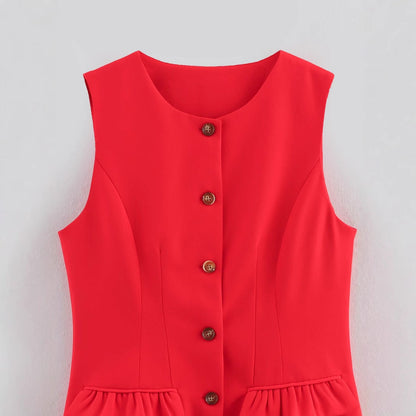 Dam Blus Ärmlös Rüsch Detaljer Mjukt Tyg 4