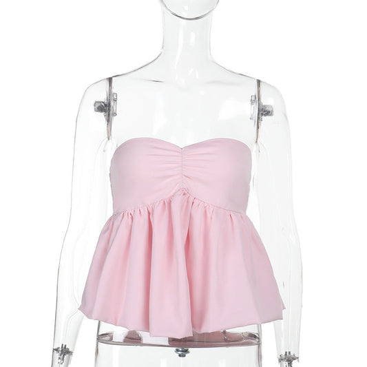 Kvinnors Bustier Topp med Flik Detalj Lätt Material 1