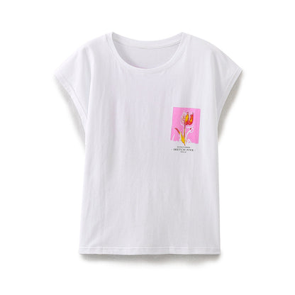 Variant image for Kvinnors T-shirt Blommotiv Bekväm Bomull-1