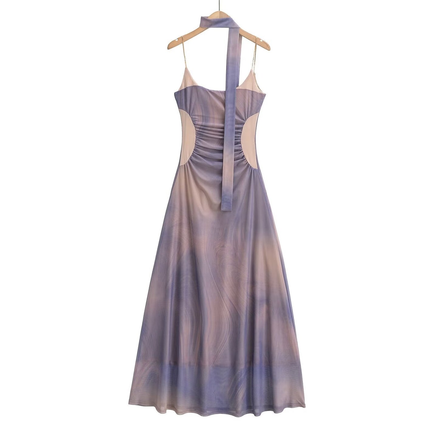 Dam Maxiklänning Flödande Tyg med Wrap Detalj-1