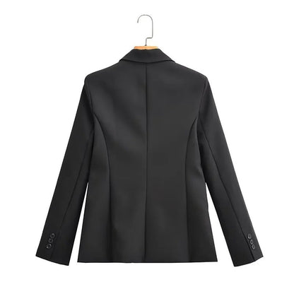 Dam Blazer Modern Snitt Skräddarsydd Polyester med Sidofickor 2