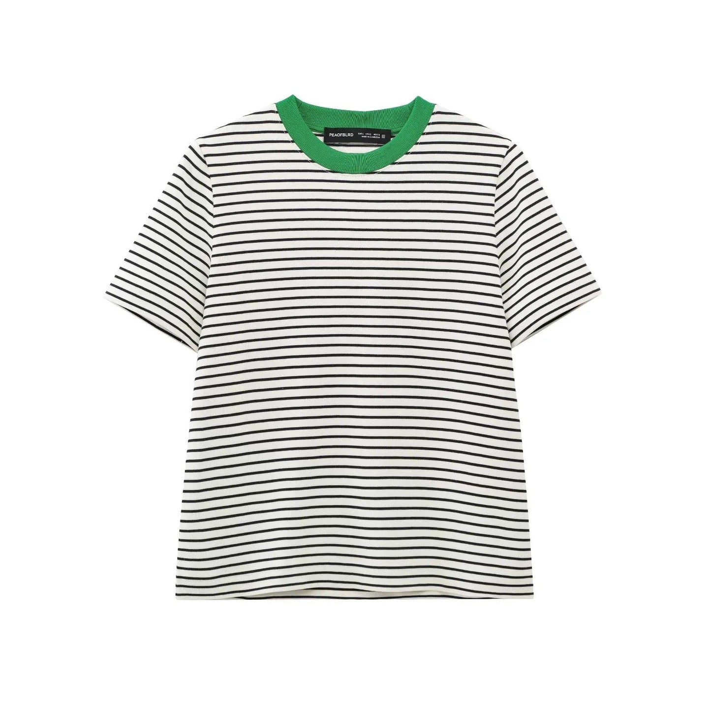 Variant image for Dam T-shirt Med Stripmönster Cirkulär Halsringning 100% Bomull-1