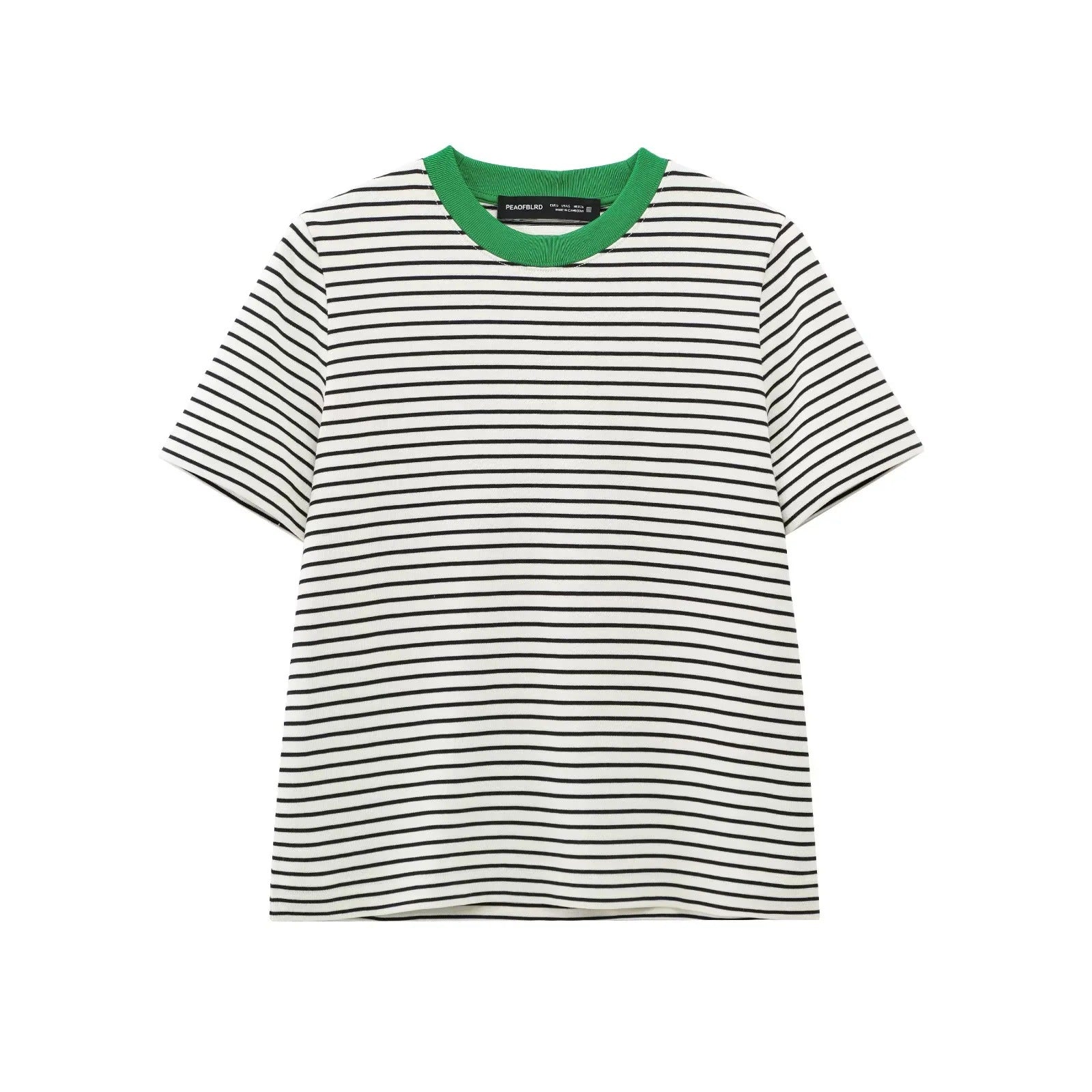 Variant image for Dam T-shirt Med Stripmönster Cirkulär Halsringning 100% Bomull-1