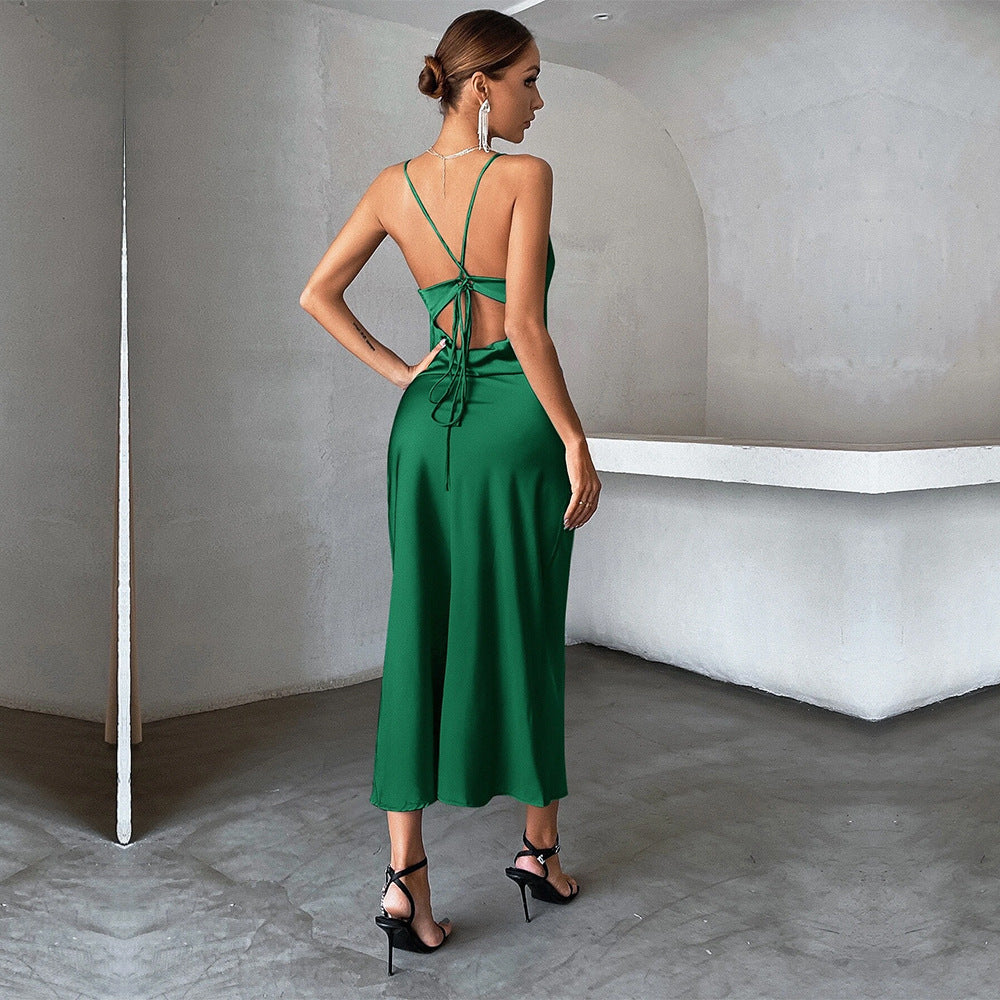 Damklänning A-Linje Satin Medium Längd-2