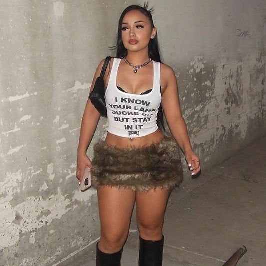 Kvinnors Crop Top Trendig Minikjol 100% Bomull-1