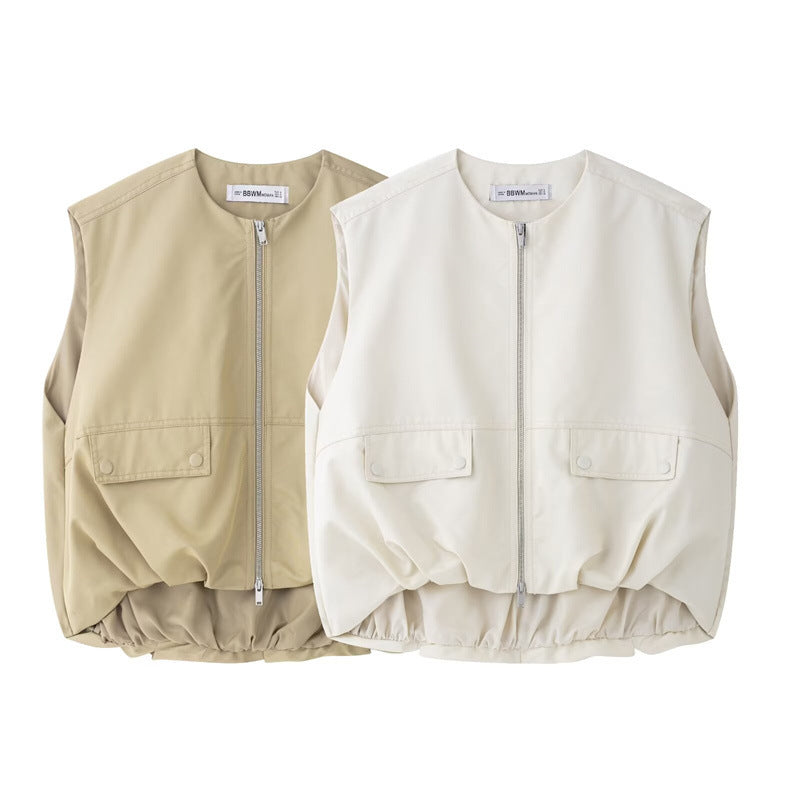 Dam Tank Top Ärm lös Casual med Dragkedja i 100% Bomull-2