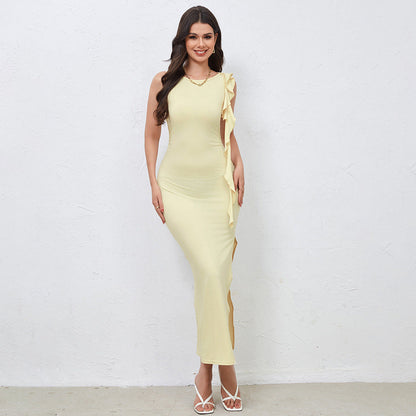 Fina Dam Klänningar Delad Design Lång Kjol Polyester Elastan-5