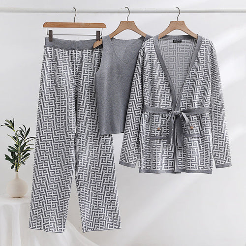 Dam Kappa Set Långärmad Jacquard Akryl 1
