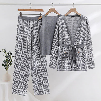 Dam Kappa Set Långärmad Jacquard Akryl 6