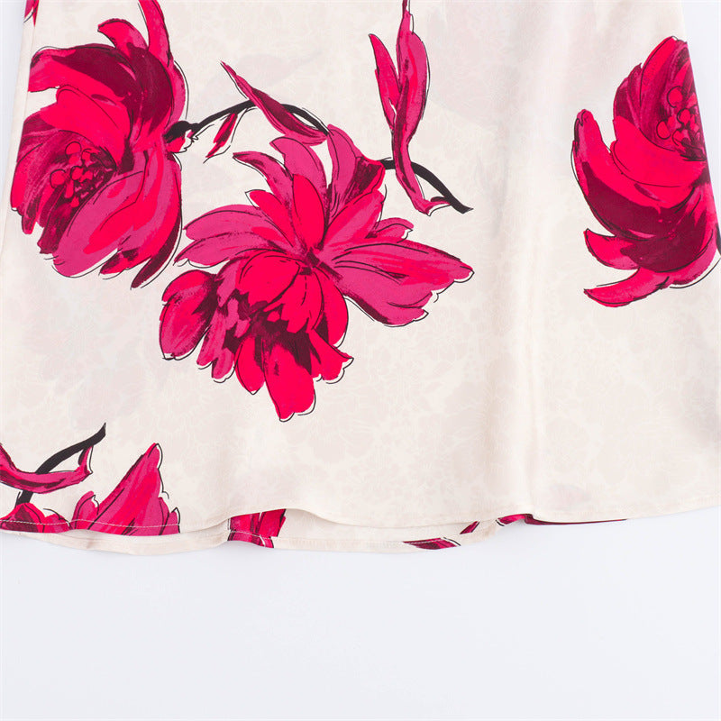 Dam Maxiklänning Blommig A-Linje 100% Polyester Ärmlös Sommar-4