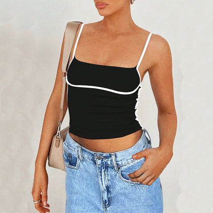 Kvinnors Ärmlös Topp Färgblockering Polyester Spaghetti Straps-3