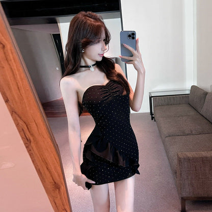 Dam Bodycon Miniklänning Off-Shoulder Prickig Polyester-2