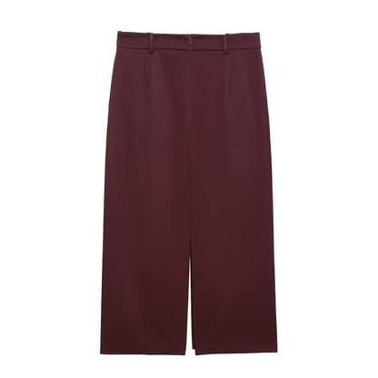Dam Midi Rock med Öppet Slot Polyester Mönstrad-6
