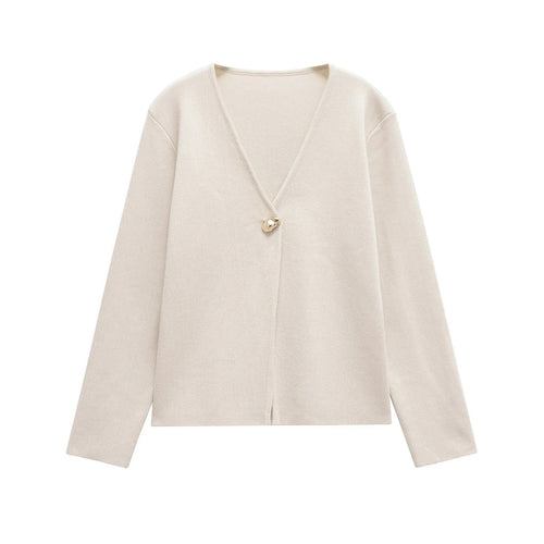 Kvinnors Cardigan V-Hals Mjuk Stickad Komfortabel Design-1