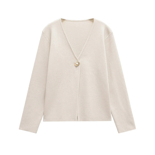 Kvinnors Cardigan V-Hals Mjuk Stickad Komfortabel Design-1