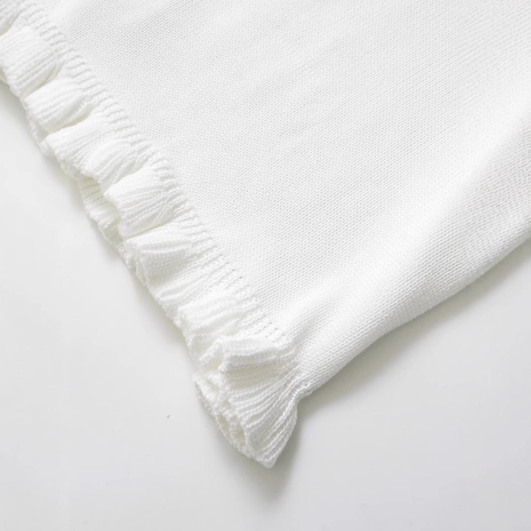 Kvinnors T-shirt Rufsade Ärmar Andningsbart Material-4