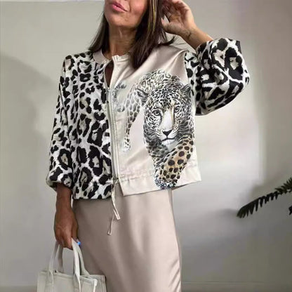 Herrens Lättjacka Leopardmönstrad Polyester-3