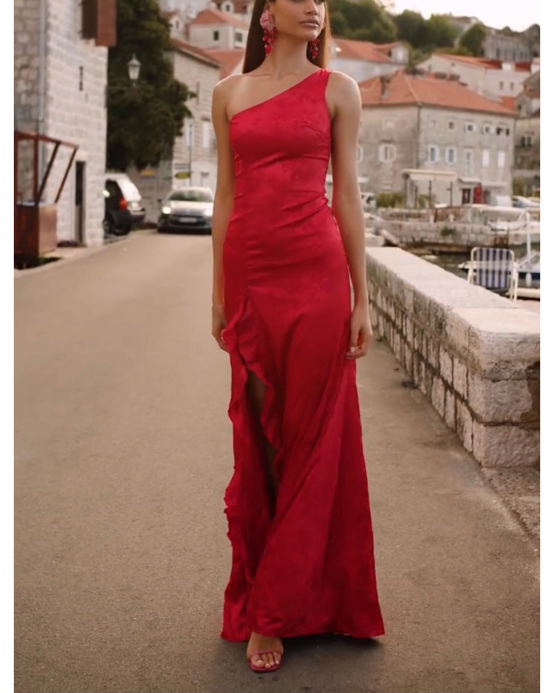 Kvinnors Aftonklänning Lång Georgette Ärmlös Elegant Maxi Klänning-2