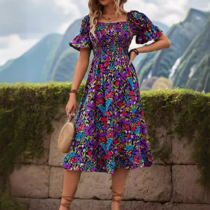 Kort Klänning Dam Off-Shoulder A-Line Polyester för Sommarens Fester-5