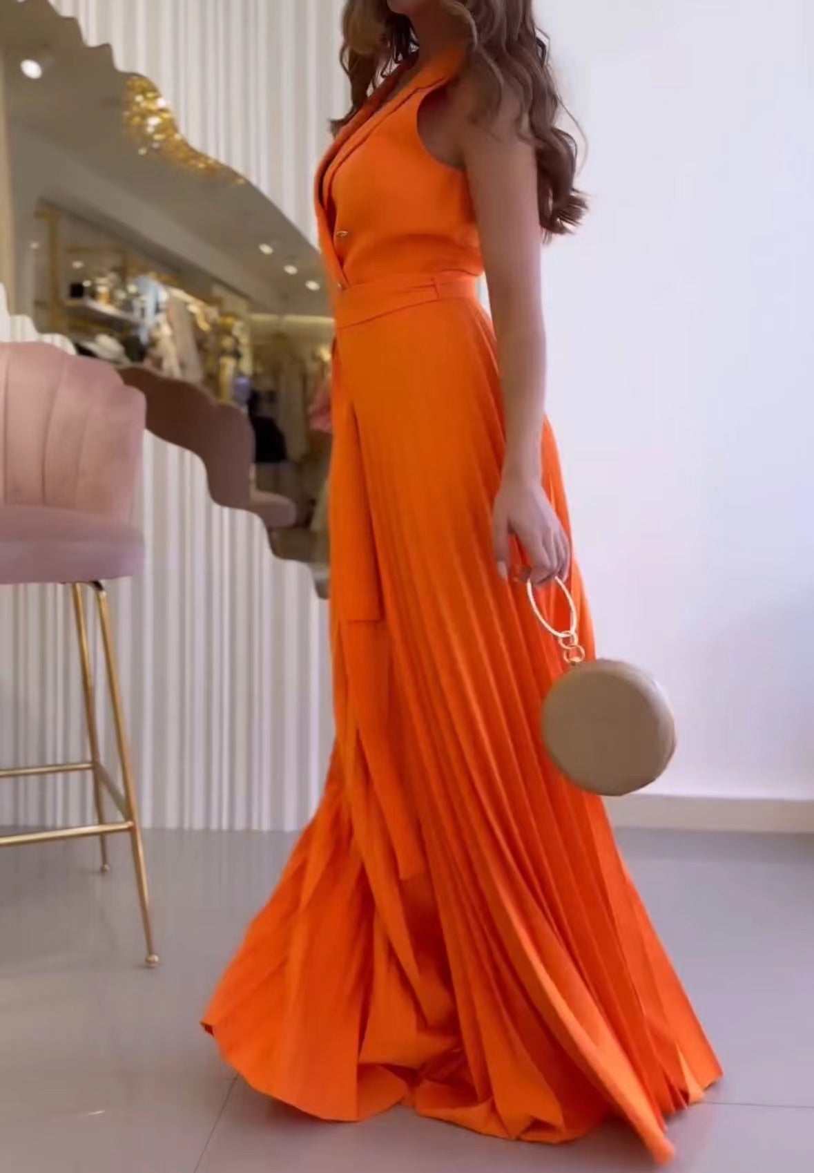 Dam Midikjol Veckad A-Linjeformad Polyester 4