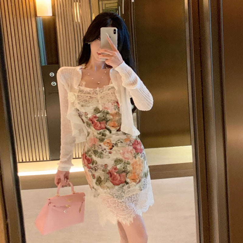 Kvinnors Vintage Klänning Lång Ärmar Högkvalitativt Tyg-1