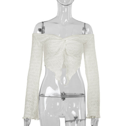 Kvinnors Off-Shoulder Festtop med Långa Ärmar och Rüsch-detaljer 7