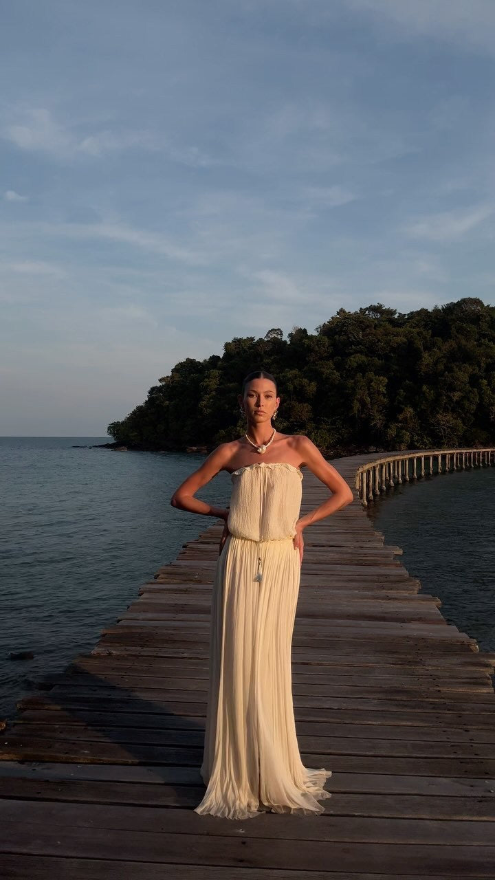 Fina Dam Klänningar Med Slits Ärmlös Polyester-3