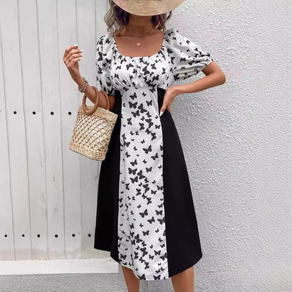 Kvinnors A-Linje Klänning med Lykta Ärmar Polyester 2