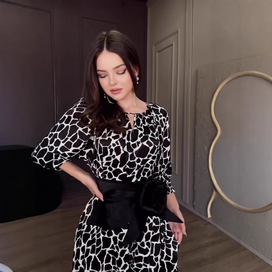 Maxiklänning Dam Löst Passform Geometrisk Design Polyester-4