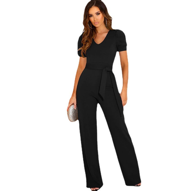 Snygga Byxor Dam V-ringad Bred Ben Polyester Spandex-5