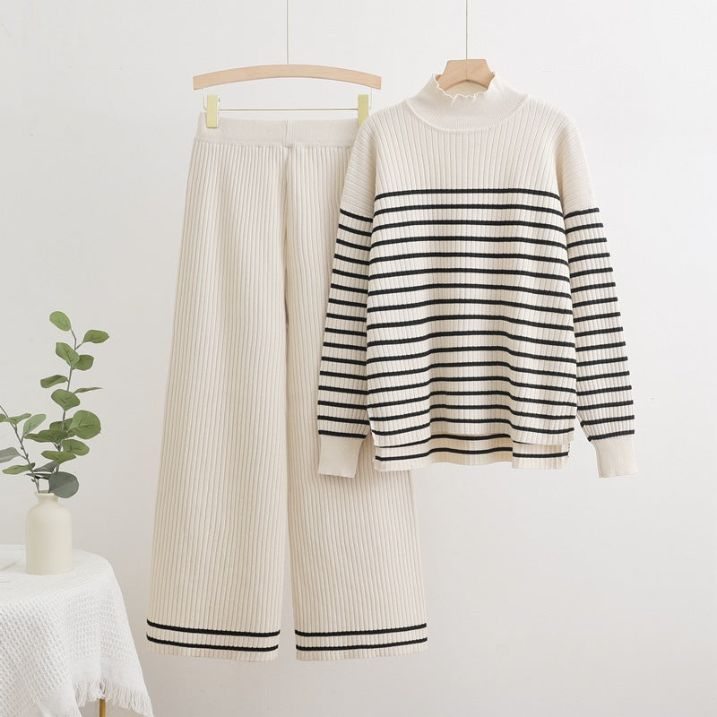 Dam Set med Hög Krage och Breda Byxor Viskosfiber 9