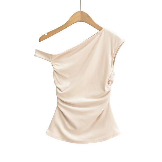 Kvinnors Festtop Asymmetrisk Halsringning Dekorativ Samling Elastisk Blandning-1