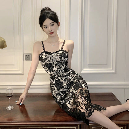 Damklänning Off-Shoulder Spaghetti Band Polyester-4