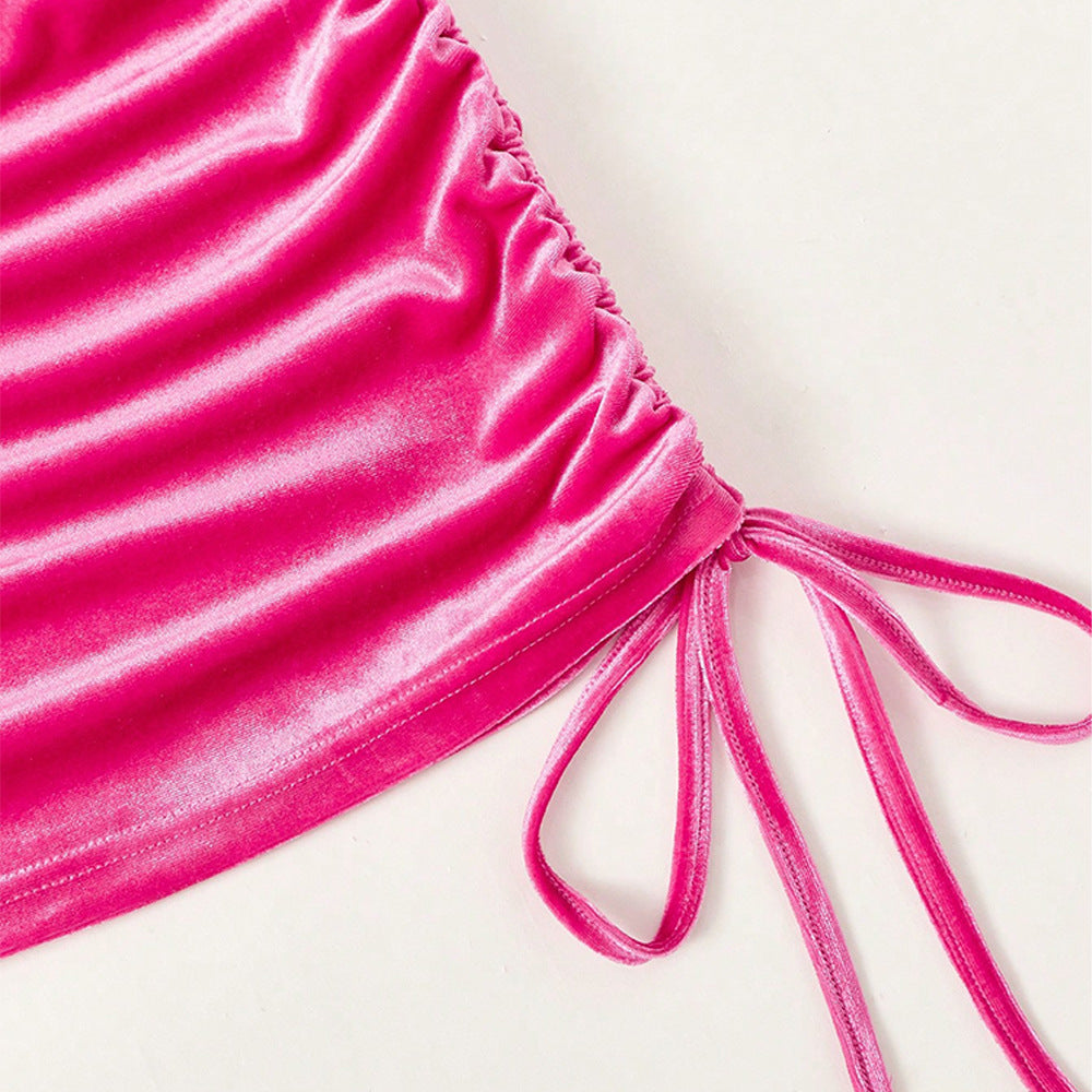 Kvinnors Minikjol Bodycon Sammet med Lätt Stretch-4