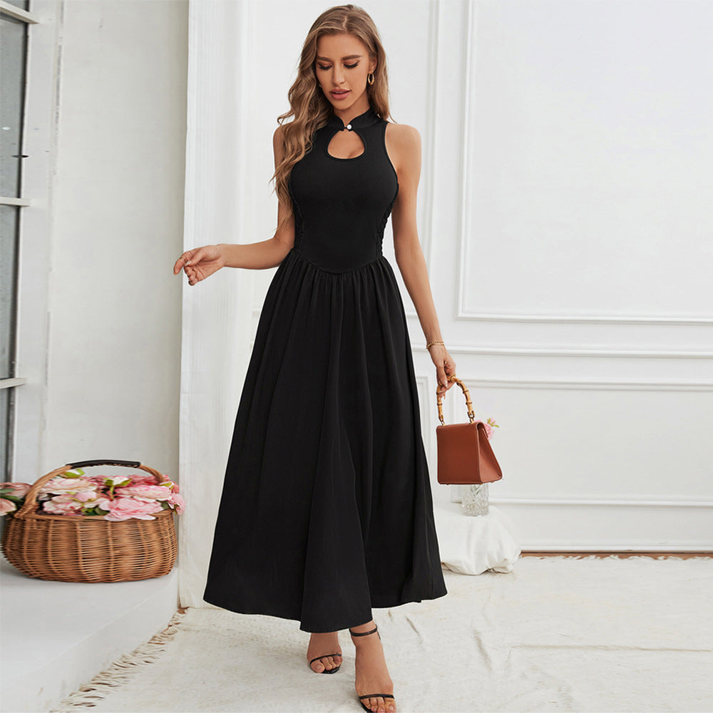 Dam A-linjeklänning Utan Ärmar Polyester för Sommar och Fest-4