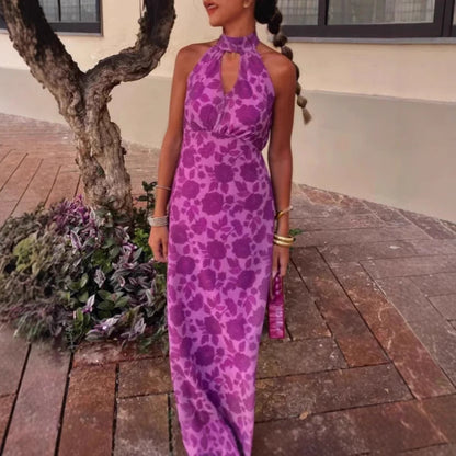 Dam Vinterklänning V-ringad Ärmös Polyester Lång Kjol-4