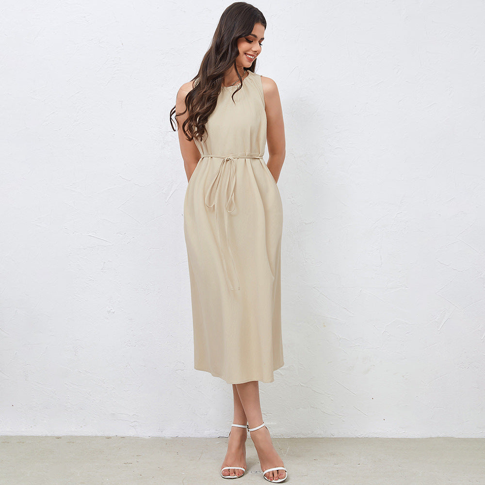 Damklänning A-Line Plisserad Polyester-5