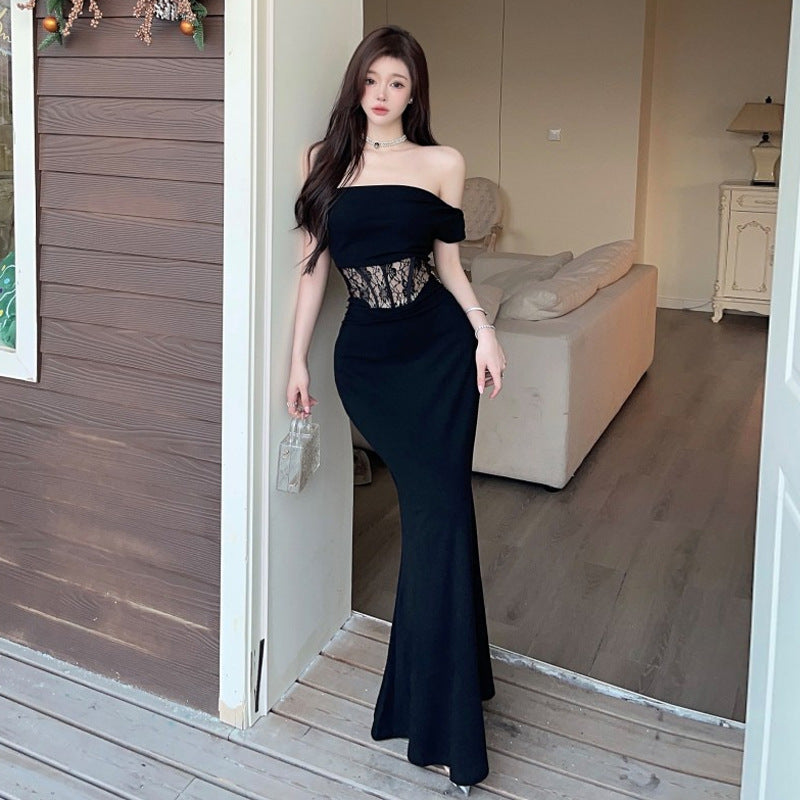 Dam Klänning Bodycon Veckad Design Högkvalitativt Tyg-2