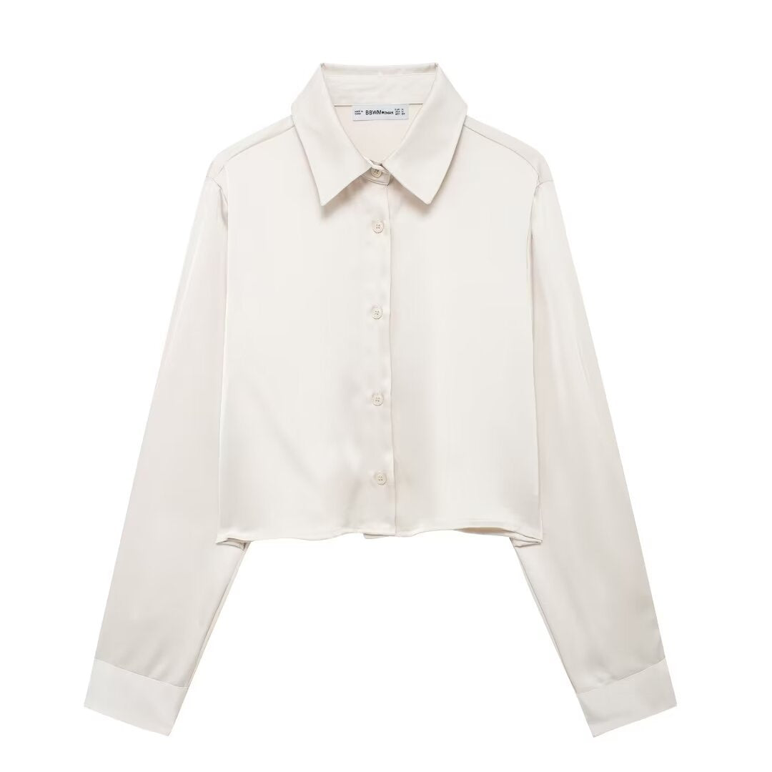 Dam Kort Skjorta med Reverskrage och Lång Kjol Polyester Street Fashion-3