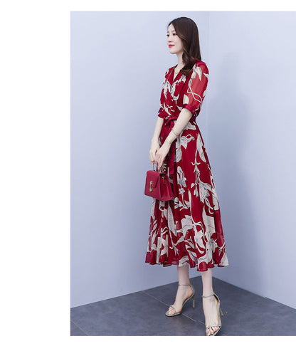 Maxiklänning Dam V-ringning Mjuk Polyester Elegant Design-5