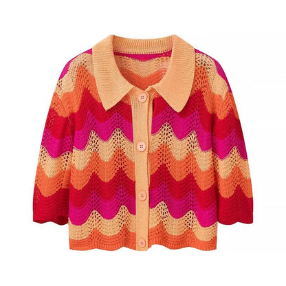 Dam Skjorta Kortärmad Färgblock Polyester-1