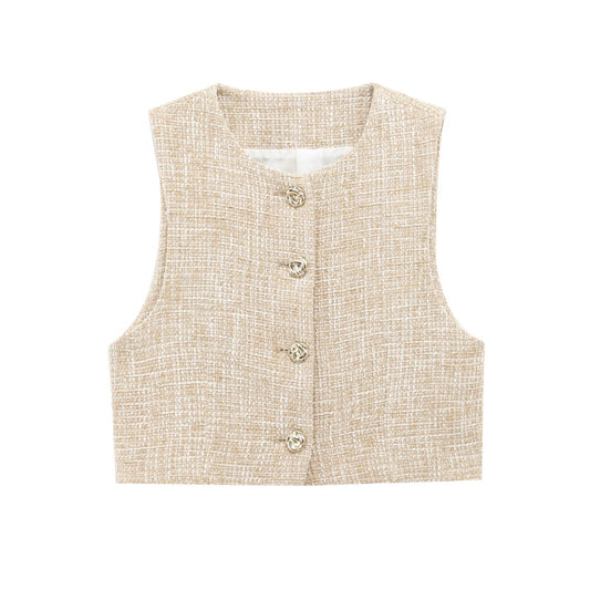 Dam Väst Set Matchande Byxor Texturerad Polyester-1