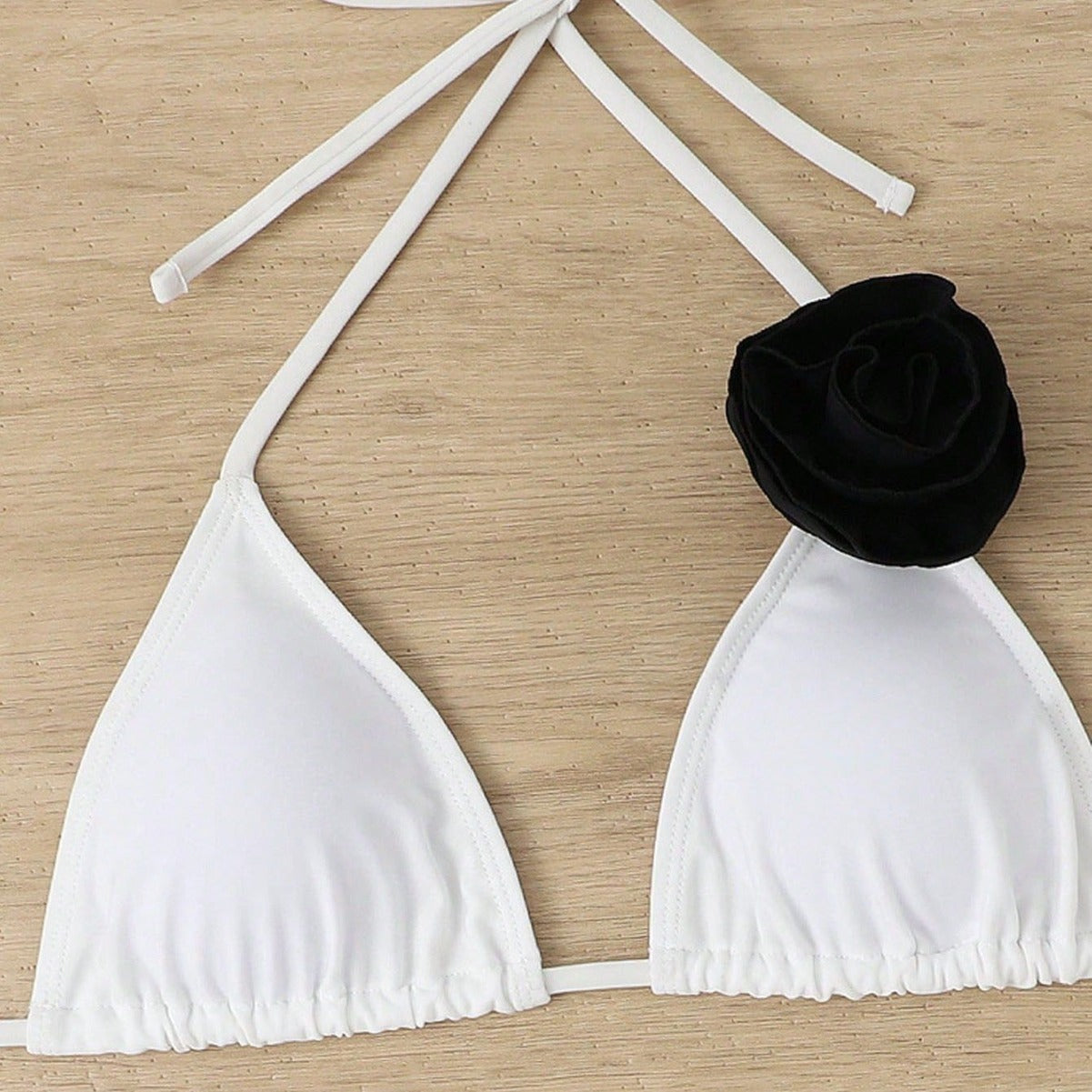 Dam Triangelbikini med Blomdekorationer och Justerbara Bärarremmar i Snabbtorkande Tyg 5