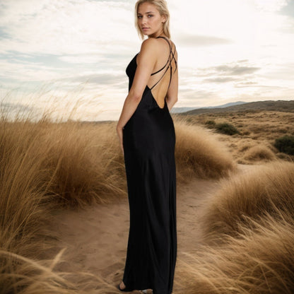 Kvinnors Maxiklänning A-linjeformad Halter Design Polyester-2