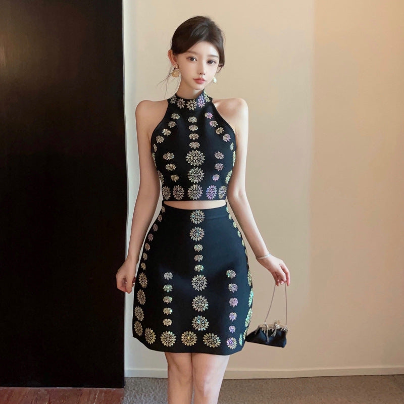 Kvinnors Rock Set A-linjeformad Polyester med Rhinestone Dragkedja-2