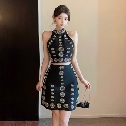 Kvinnors Rock Set A-linjeformad Polyester med Rhinestone Dragkedja-2