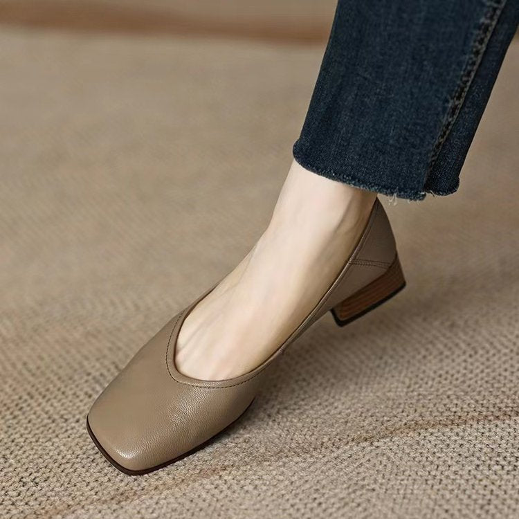 Variant image for Kvinnor Ballerinas Blockhæl Mjukt Läder 3 cm Komfortable Skor-4