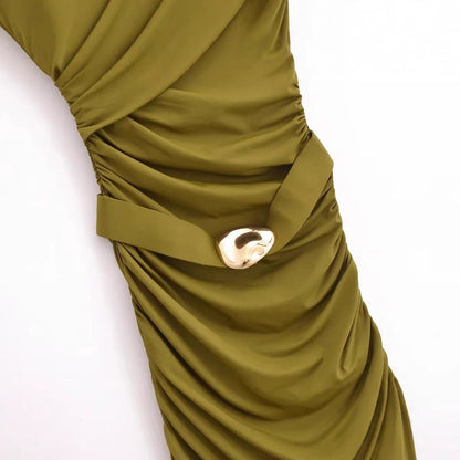 Kvinnors Omslagsklänning Rüsch Detaljer Mjuk Elastisk Blandning-4